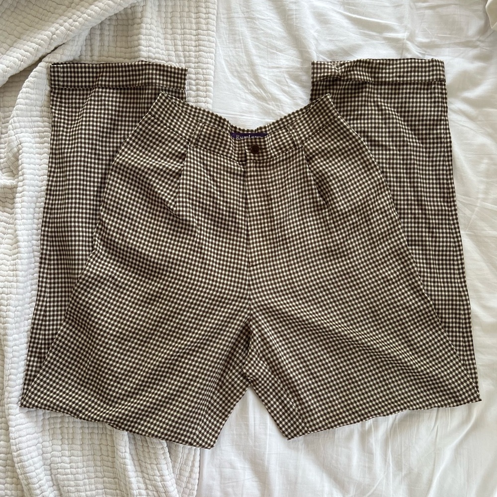 Vintage Ralph Lauren Purple Label Houndstooth Checkered Silk Trousers (8)